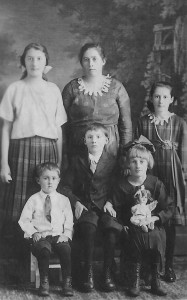 From top left: Mollie, Eva, Ann, Emily, Carl and Edward Fritzler, circa 1920.