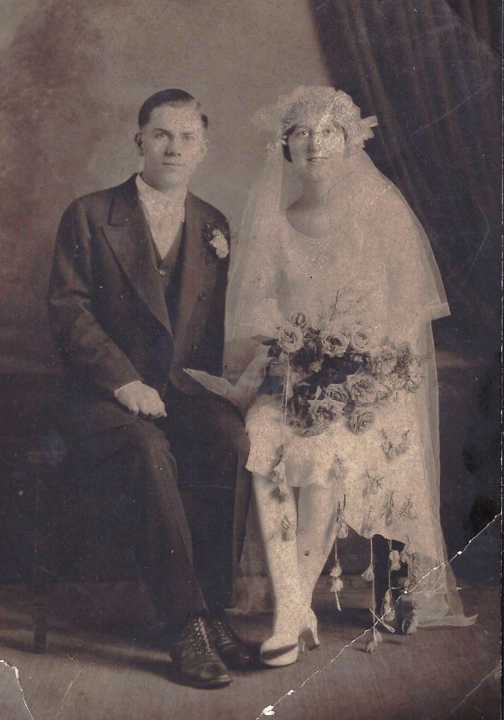 My grandparents, Alex and Mollie Kaiser, on their wedding day, May 1, 1926. Both were born in Grimm, Russia, and immigrated to America when they were young children.